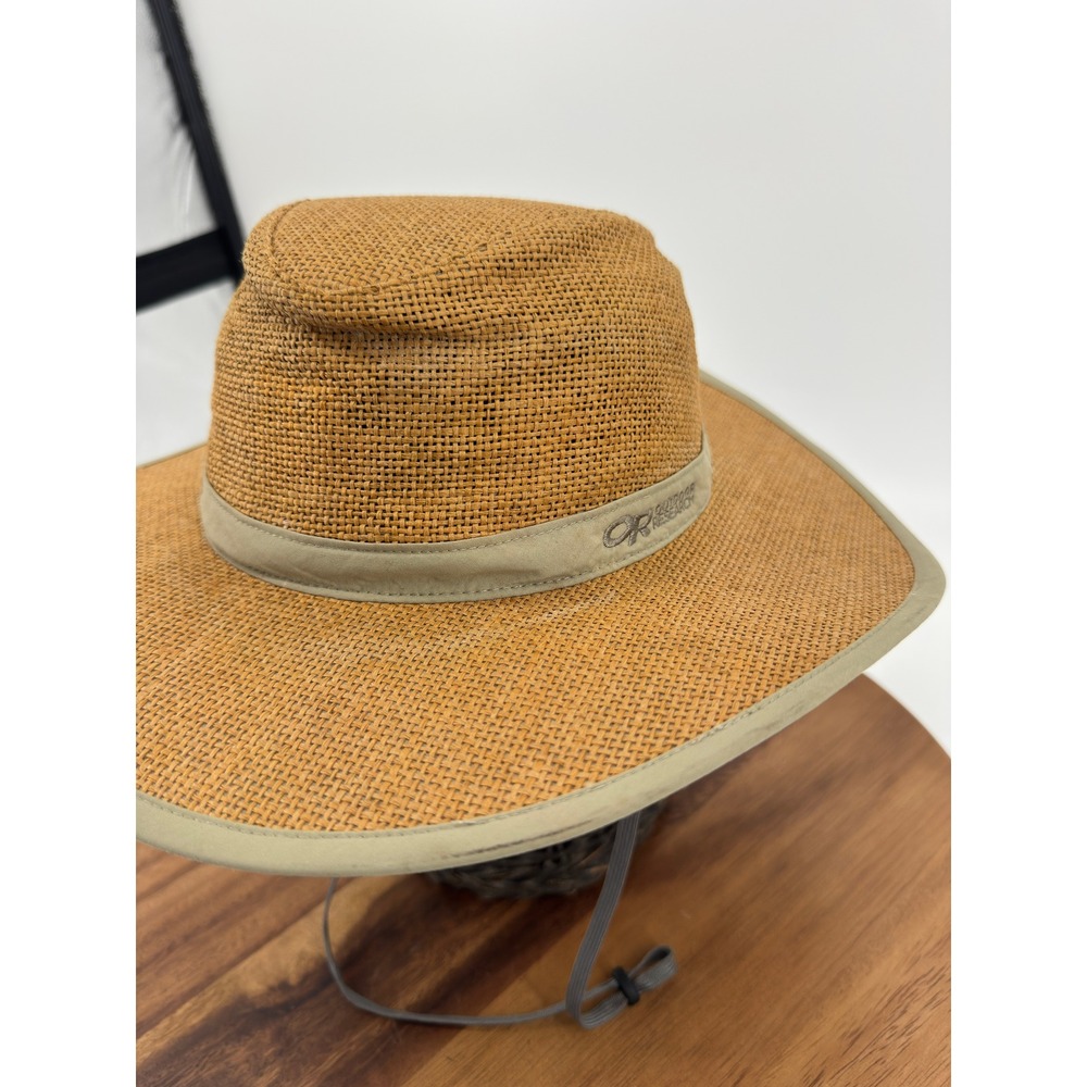 Outdoor Research Paper Straw Sun Hat Unisex Medium Tan Wide Brim Hiking Safari